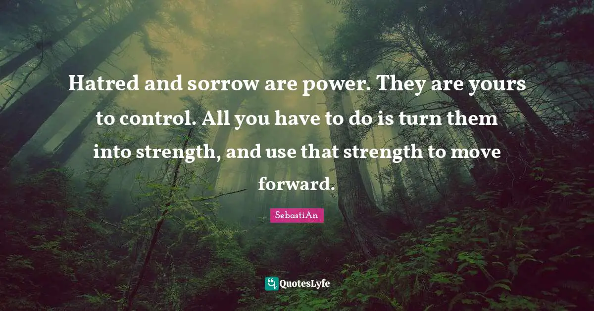 Hatred and sorrow are power. They are yours to control. All you have to do is turn them into strength, and use that strength to move forward.