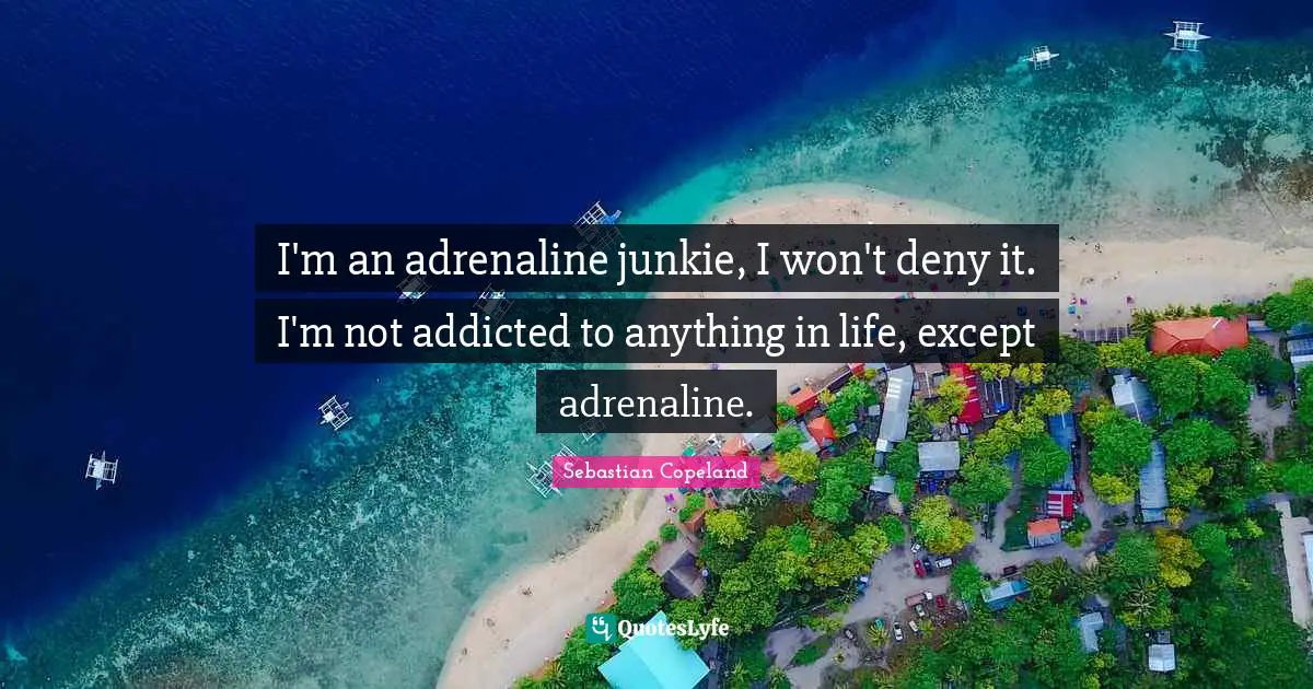 I'm an adrenaline junkie, I won't deny it. I'm not addicted to anything in life, except adrenaline.