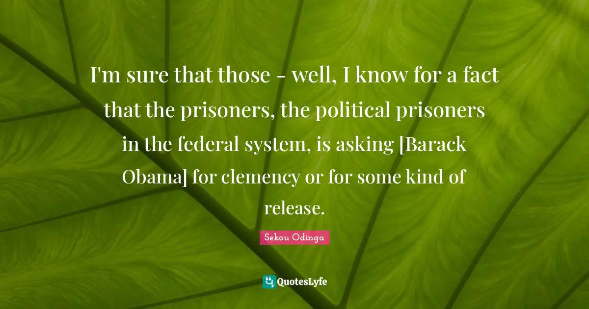 I'm sure that those - well, I know for a fact that the prisoners, the political prisoners in the federal system, is asking [Barack Obama] for clemency or for some kind of release.