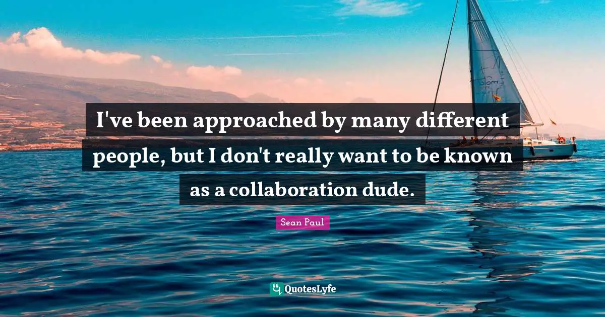 I've been approached by many different people, but I don't really want to be known as a collaboration dude.