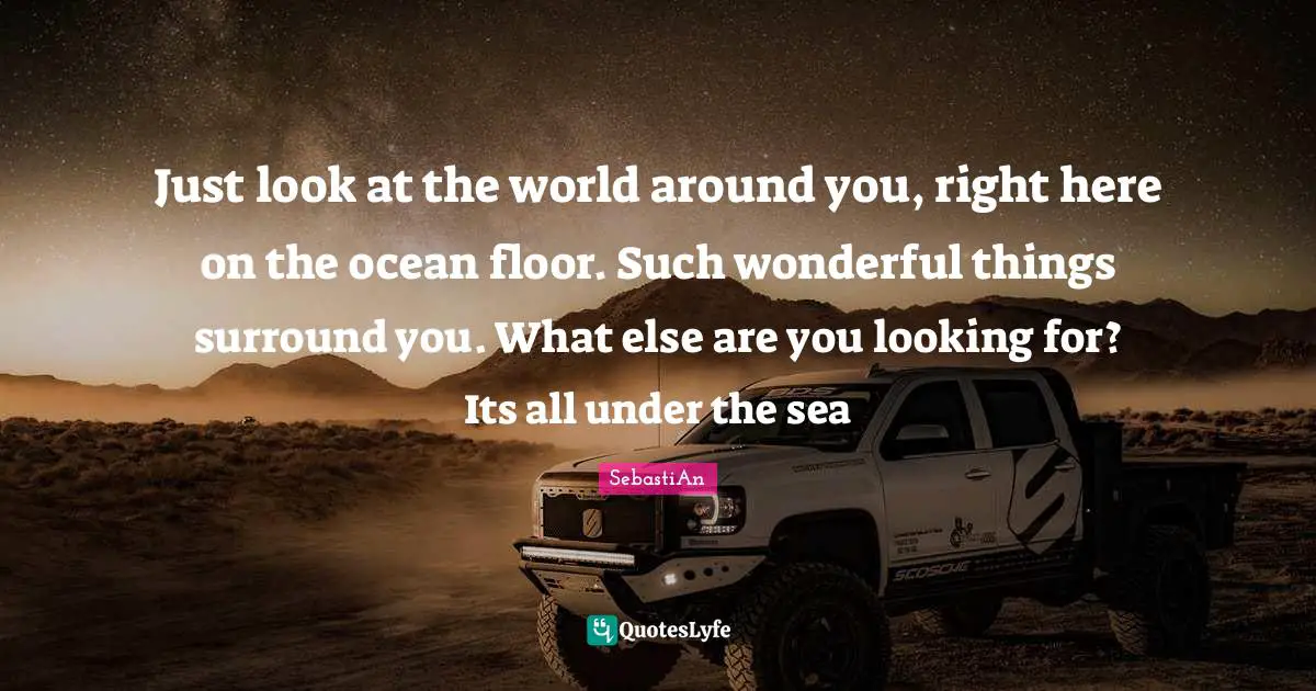 Just look at the world around you, right here on the ocean floor. Such wonderful things surround you. What else are you looking for? Its all under the sea