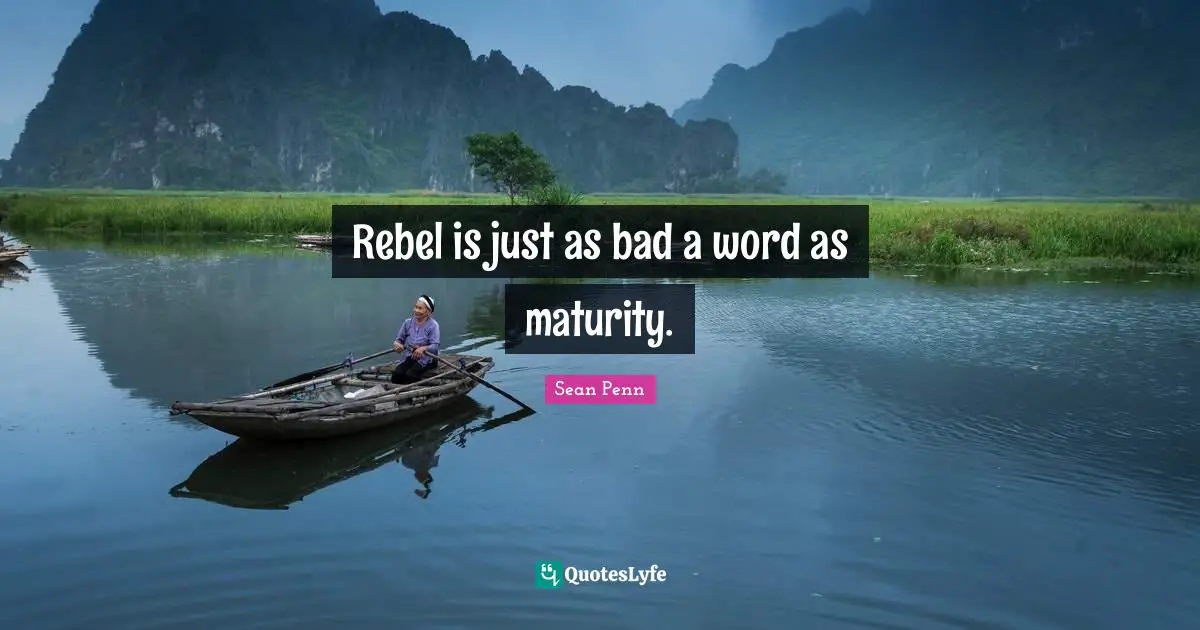 Rebel is just as bad a word as maturity.