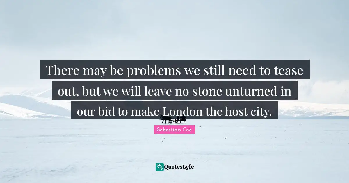 There may be problems we still need to tease out, but we will leave no stone unturned in our bid to make London the host city.