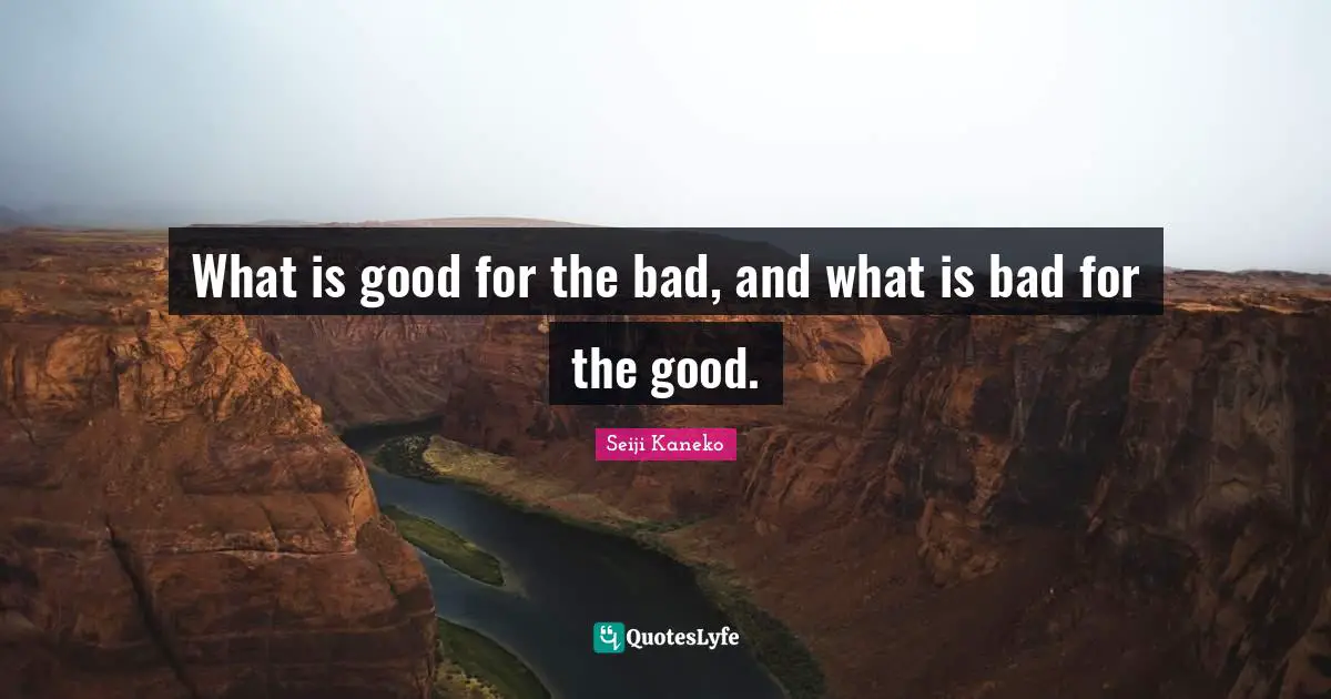 What is good for the bad, and what is bad for the good.