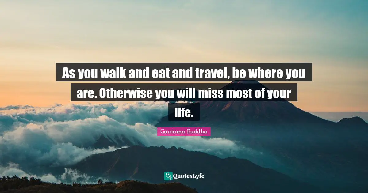 Living Life Quotes: "As you walk and eat and travel, be where you are. Otherwise you will miss most of your life."
