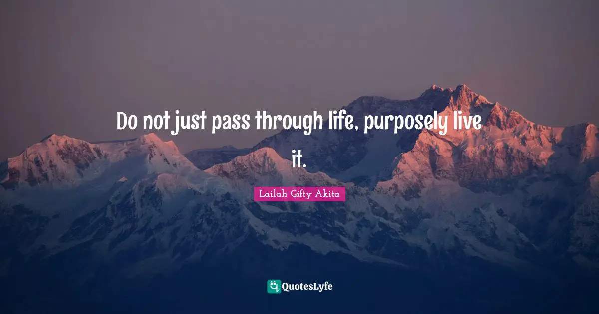 Do not just pass through life, purposely live it.