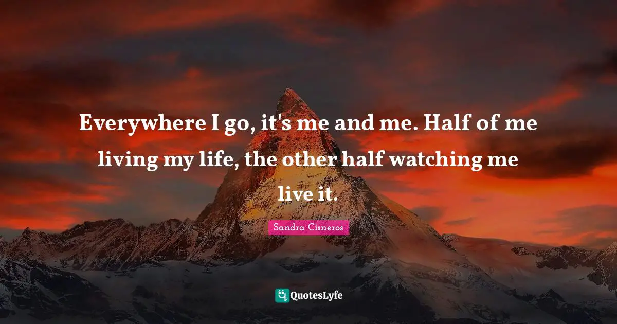 Everywhere I go, it's me and me. Half of me living my life, the other half watching me live it.