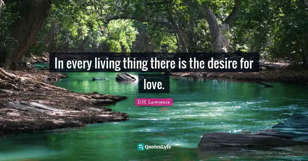 In every living thing there is the desire for love.