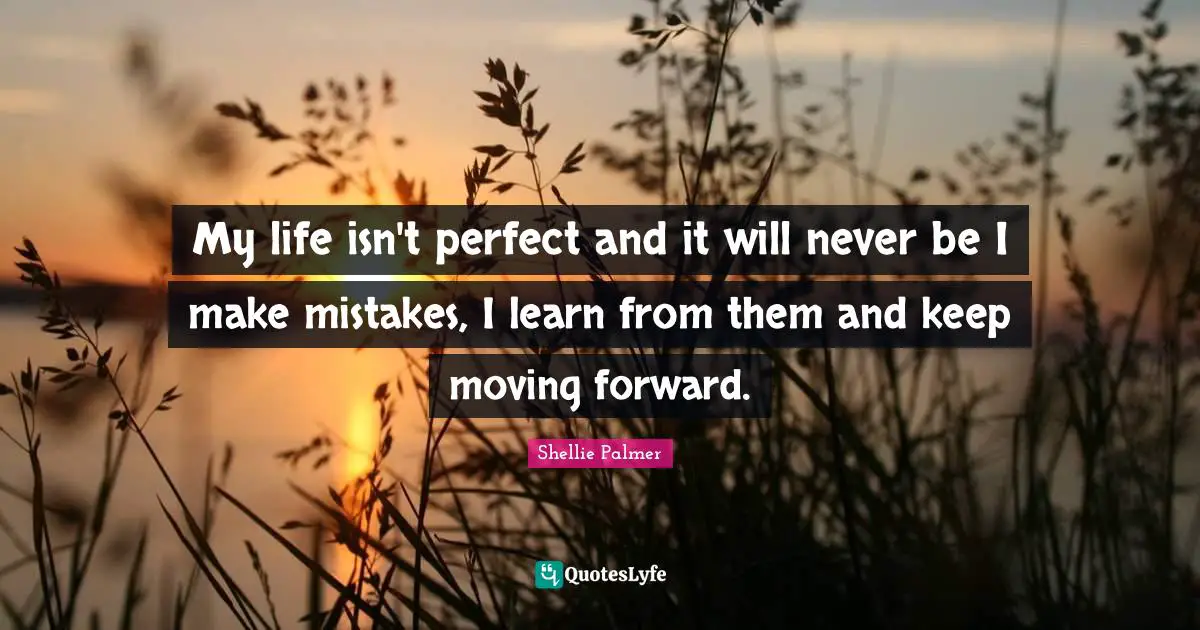 My life isn't perfect and it will never be I make mistakes, I learn from them and keep moving forward.
