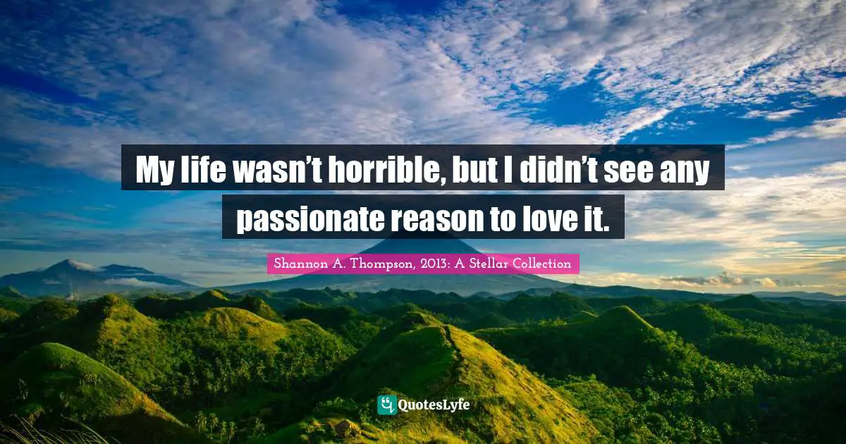 My life wasn’t horrible, but I didn’t see any passionate reason to love it.