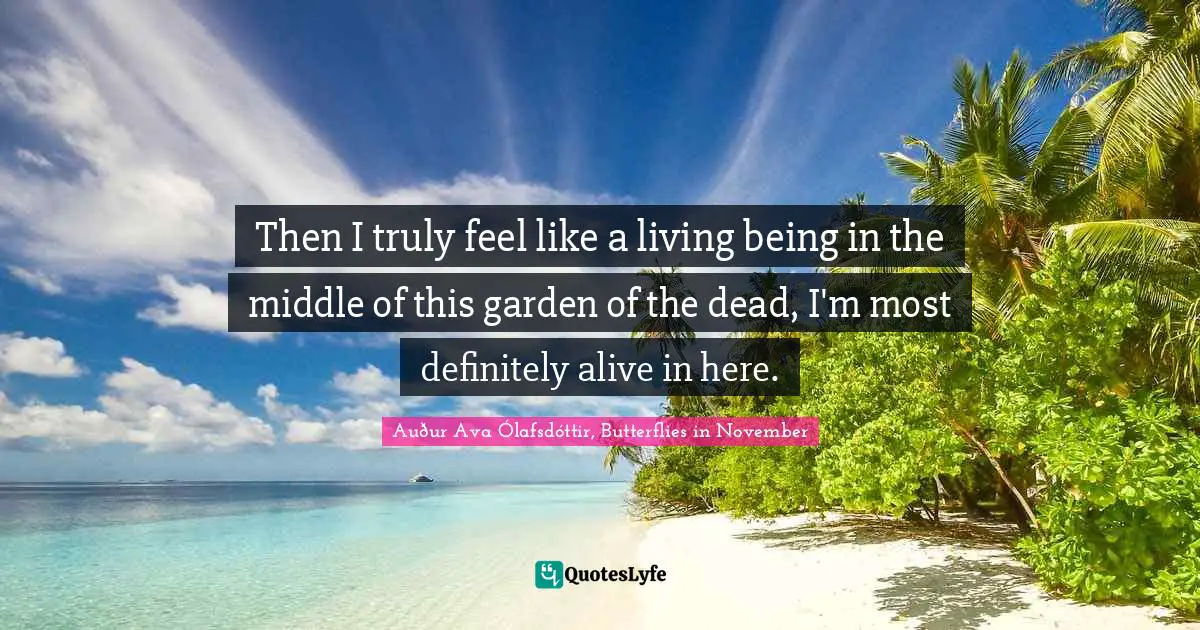 Then I truly feel like a living being in the middle of this garden of the dead, I'm most definitely alive in here.