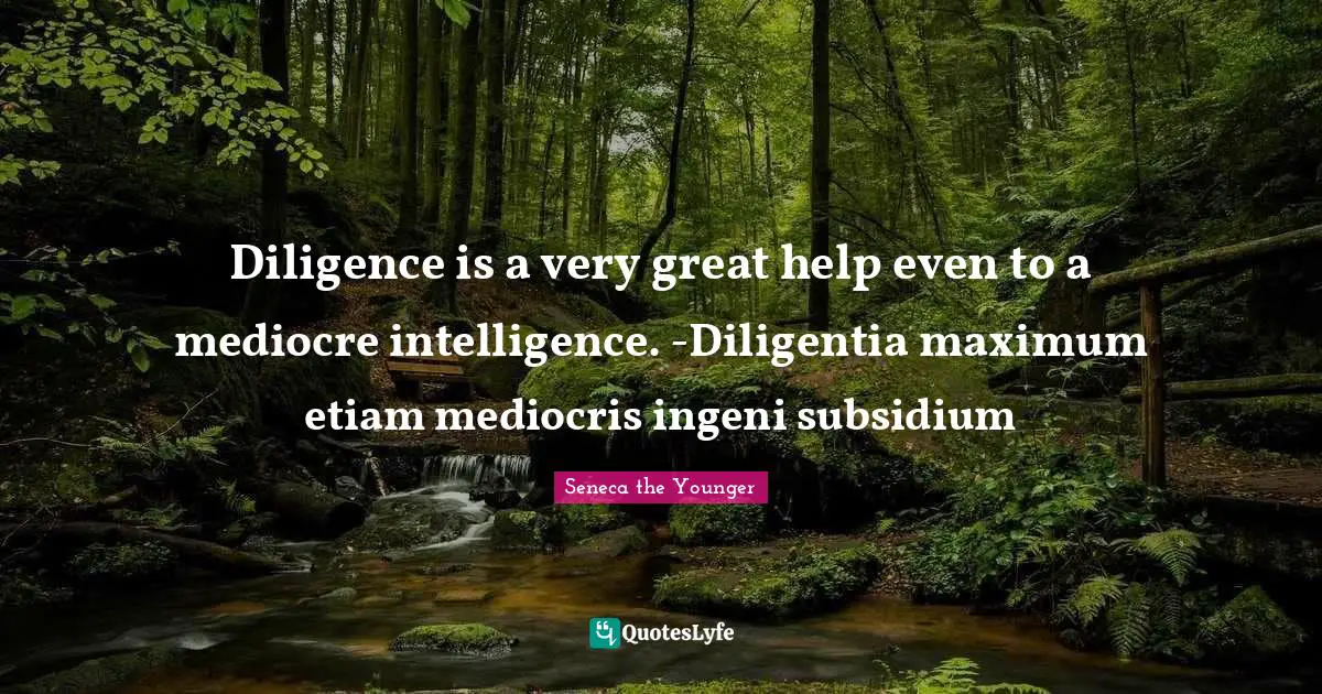Diligence is a very great help even to a mediocre intelligence. -Diligentia maximum etiam mediocris ingeni subsidium