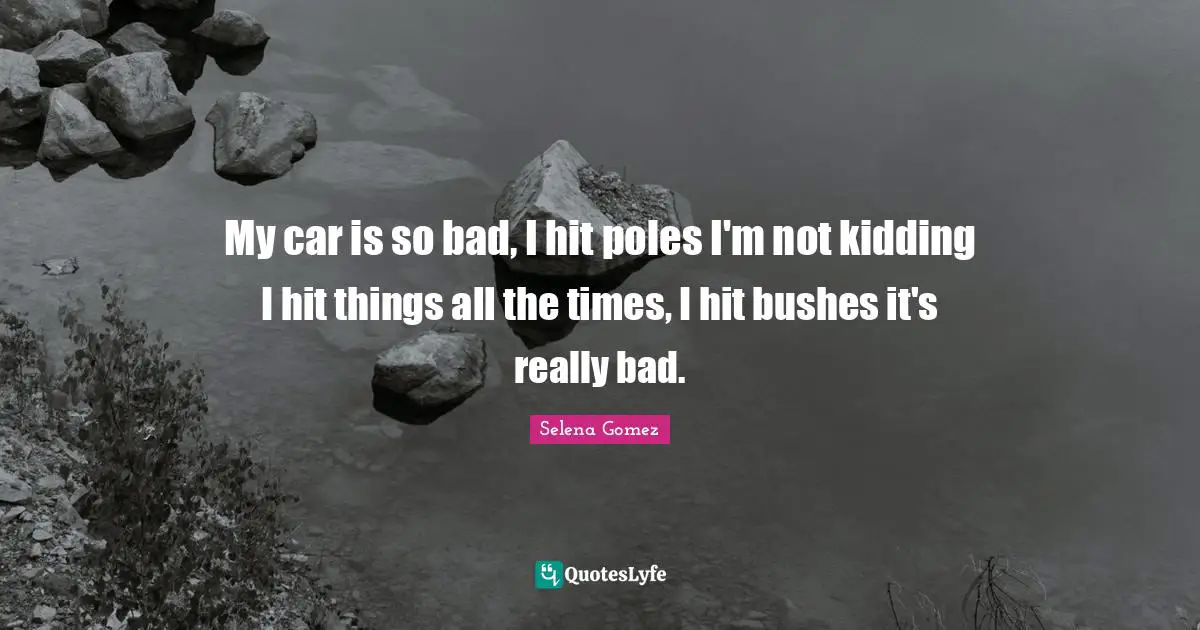 My car is so bad, I hit poles I'm not kidding I hit things all the times, I hit bushes it's really bad.