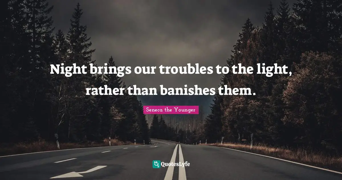 Night brings our troubles to the light, rather than banishes them.
