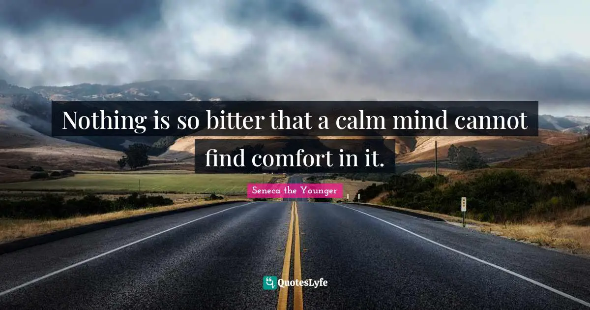 Nothing is so bitter that a calm mind cannot find comfort in it.