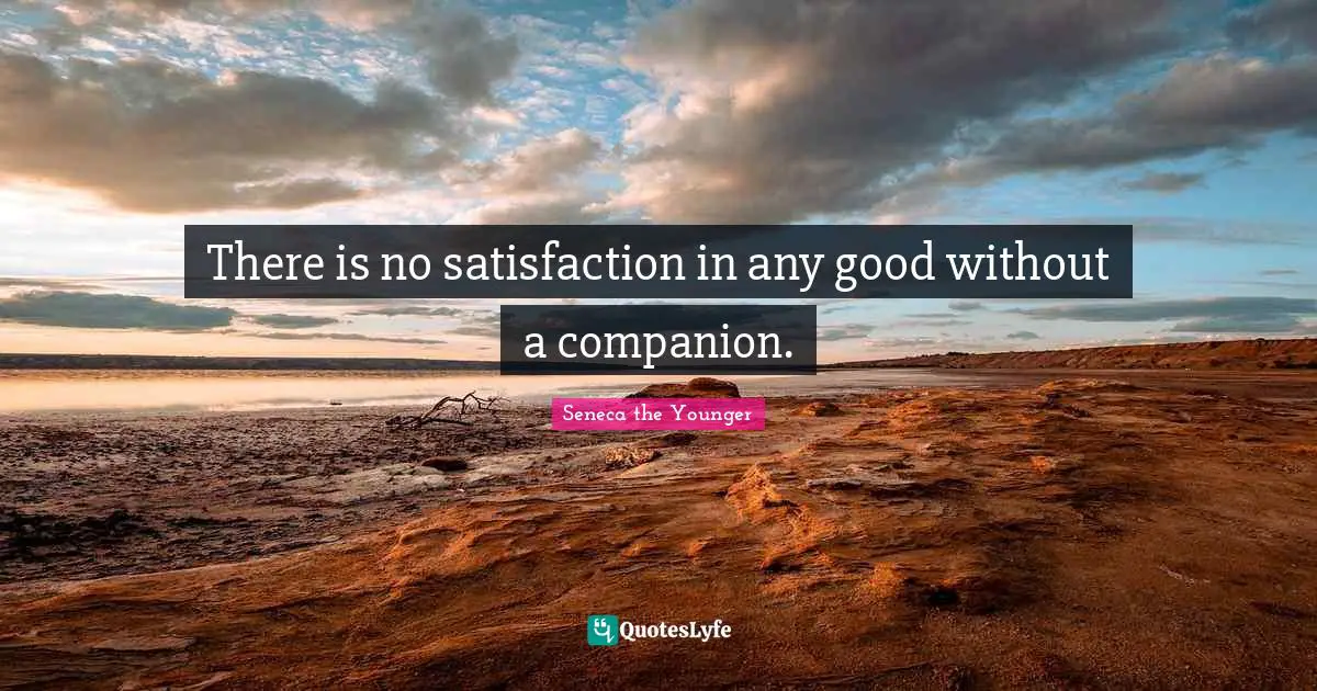 There is no satisfaction in any good without a companion.