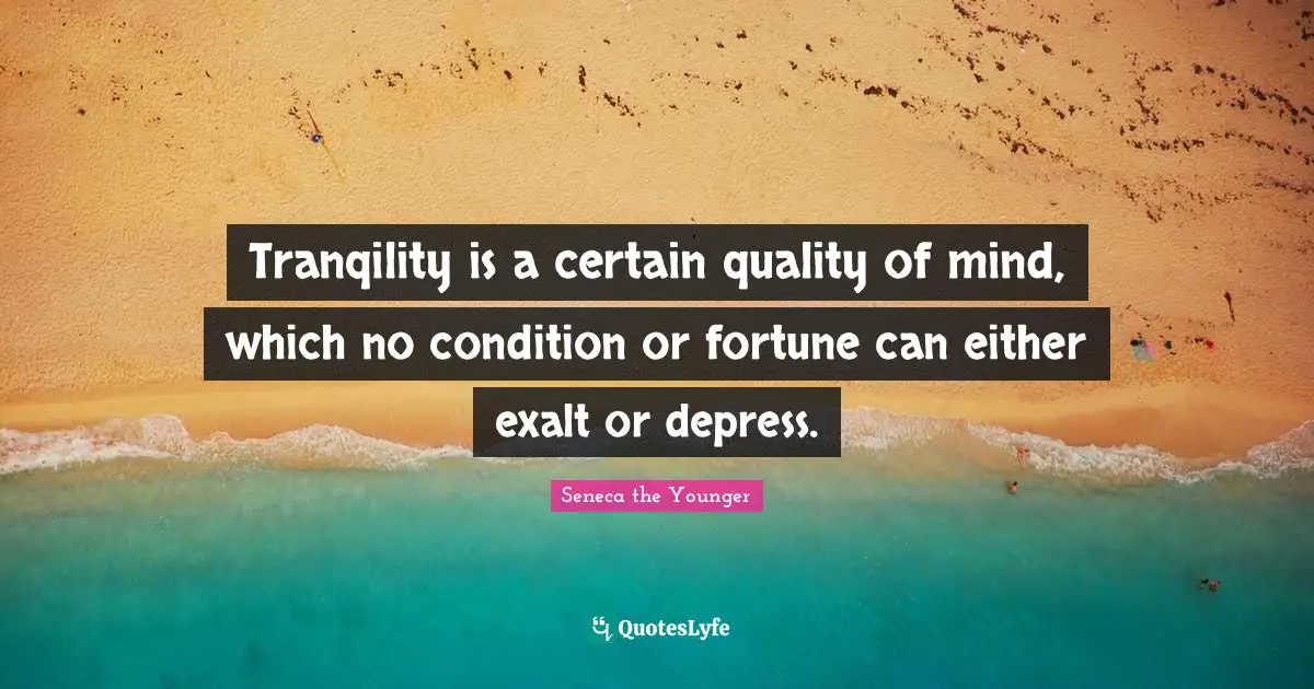 Tranqility is a certain quality of mind, which no condition or fortune can either exalt or depress.