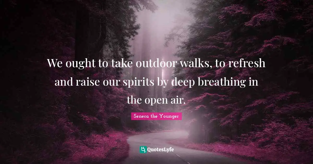 We ought to take outdoor walks, to refresh and raise our spirits by deep breathing in the open air.