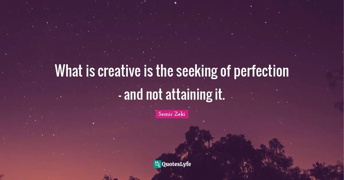 What is creative is the seeking of perfection - and not attaining it.