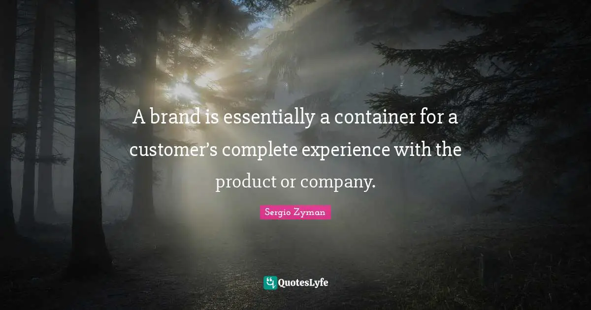 A brand is essentially a container for a customer’s complete experience with the product or company.