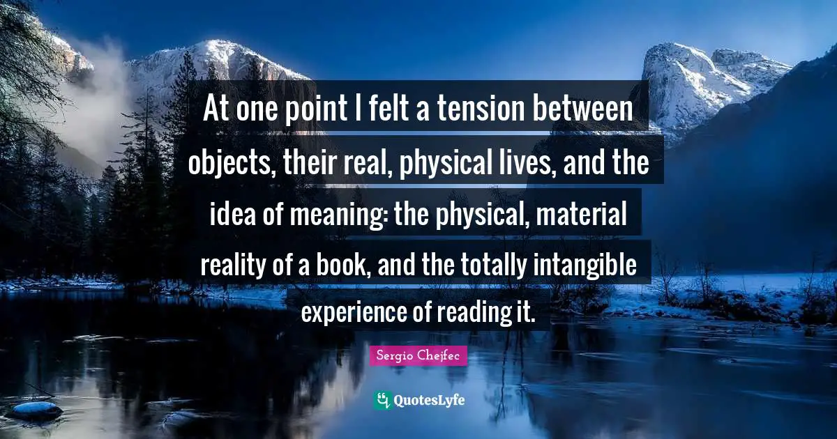 At one point I felt a tension between objects, their real, physical lives, and the idea of meaning: the physical, material reality of a book, and the totally intangible experience of reading it.