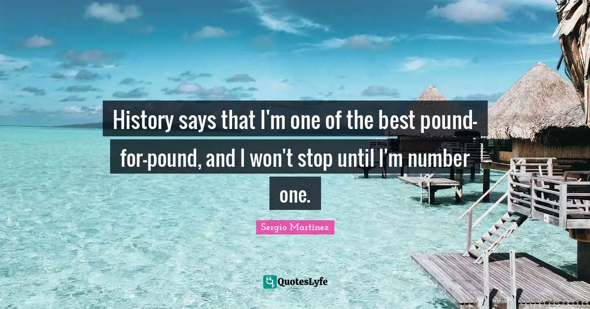 History says that I'm one of the best pound-for-pound, and I won't stop until I'm number one.