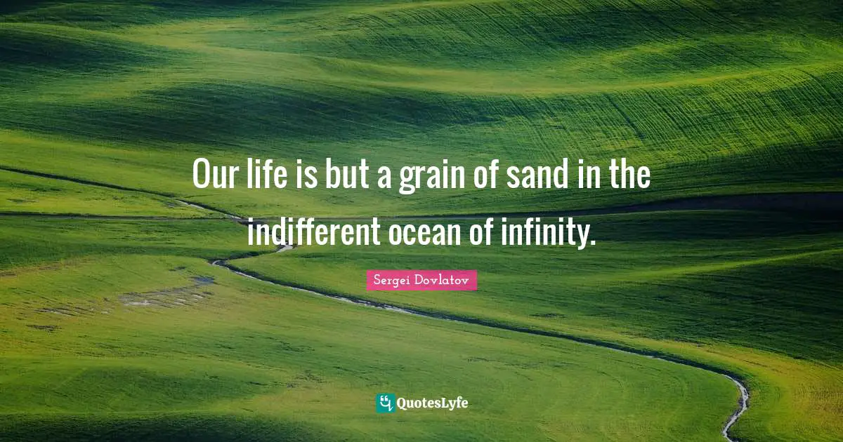 Our life is but a grain of sand in the indifferent ocean of infinity.