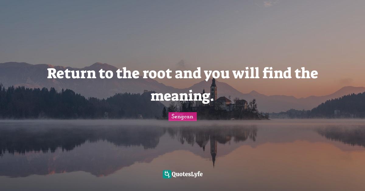 Return to the root and you will find the meaning.