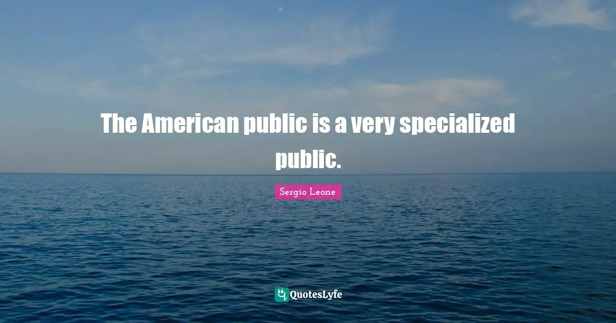 The American public is a very specialized public.