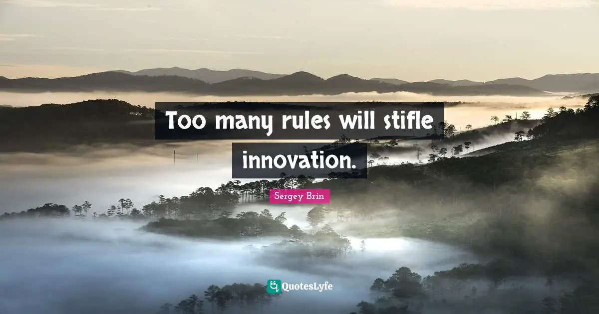 Too many rules will stifle innovation.