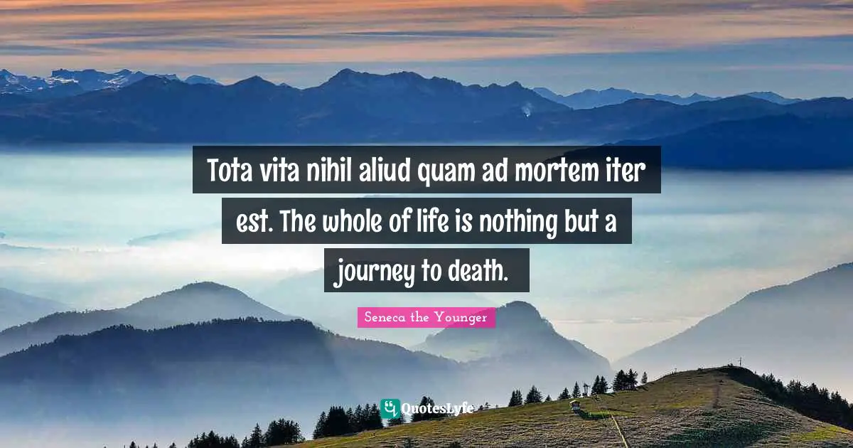 Tota vita nihil aliud quam ad mortem iter est. The whole of life is nothing but a journey to death.