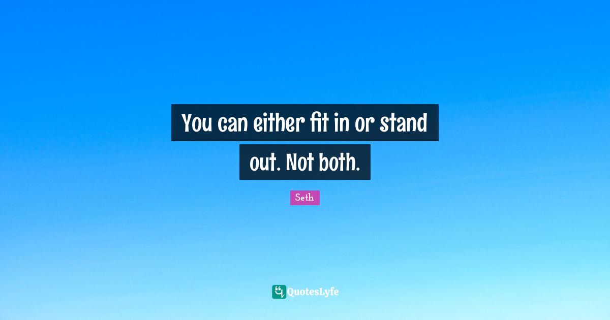 You can either fit in or stand out. Not both.