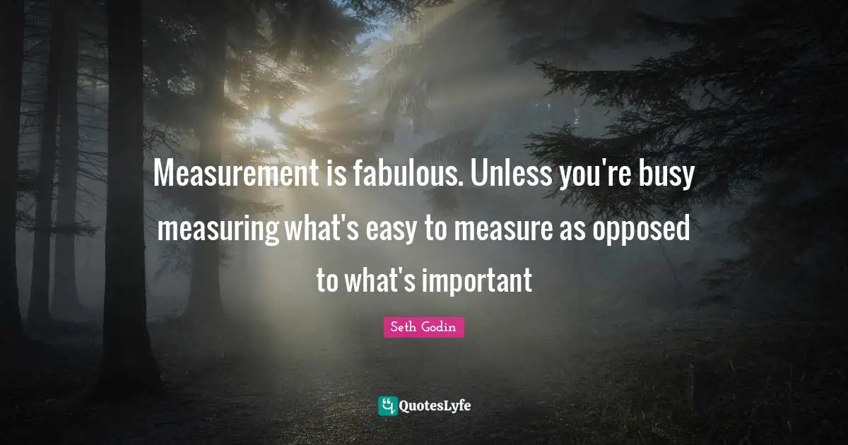 Measurement Quotes: "Measurement is fabulous. Unless you're busy measuring what's easy to measure as opposed to what's important"