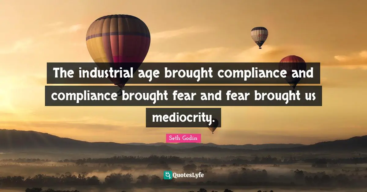 The industrial age brought compliance and compliance brought fear and fear brought us mediocrity.