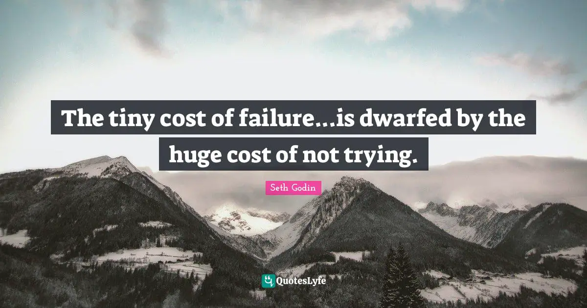 The tiny cost of failure...is dwarfed by the huge cost of not trying.
