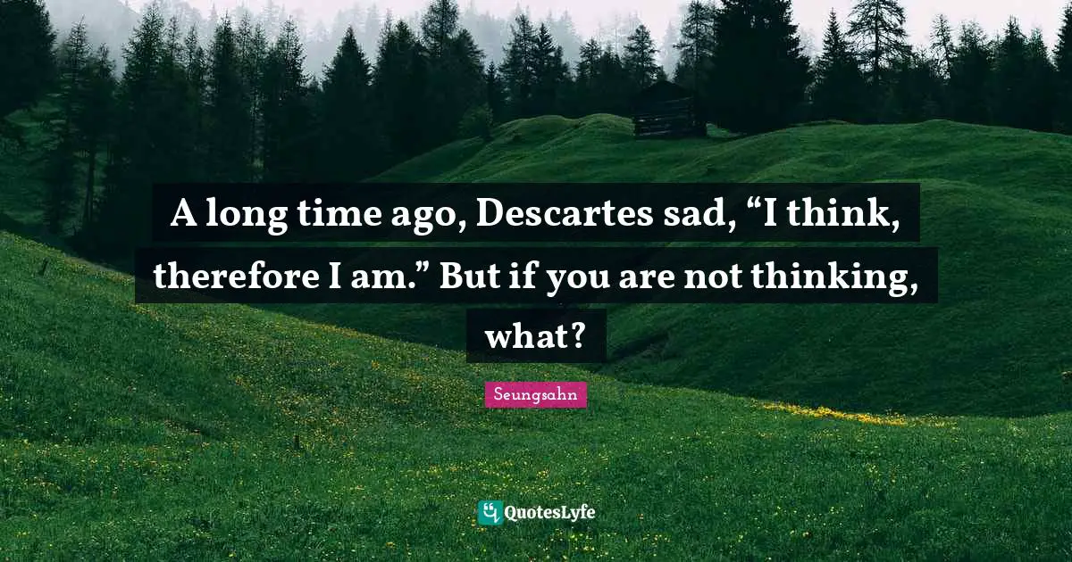 A long time ago, Descartes sad, “I think, therefore I am.” But if you are not thinking, what?