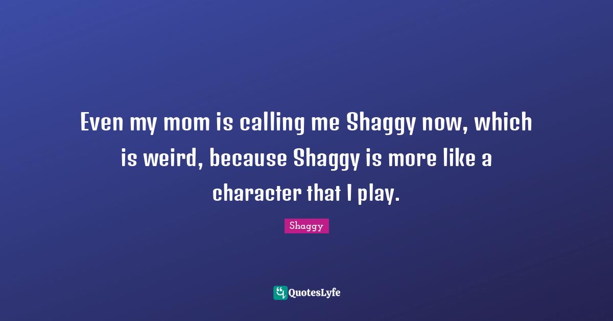Even my mom is calling me Shaggy now, which is weird, because Shaggy is more like a character that I play.
