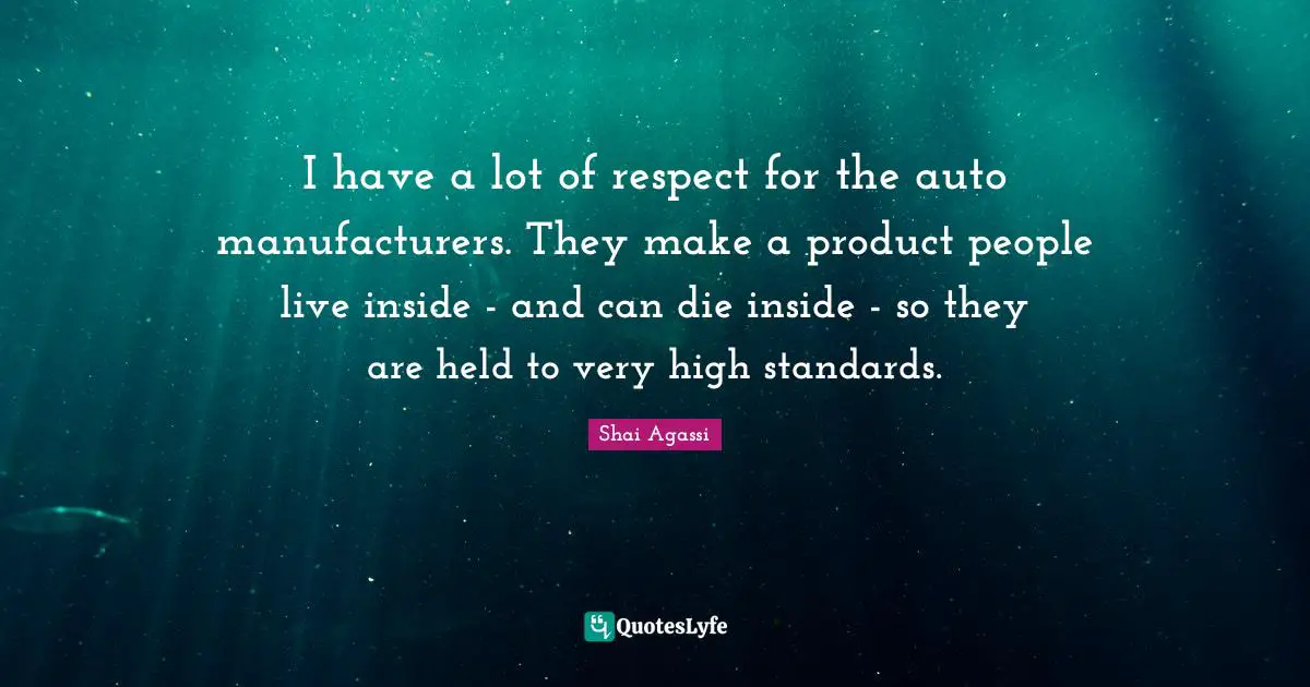 I have a lot of respect for the auto manufacturers. They make a product people live inside - and can die inside - so they are held to very high standards.