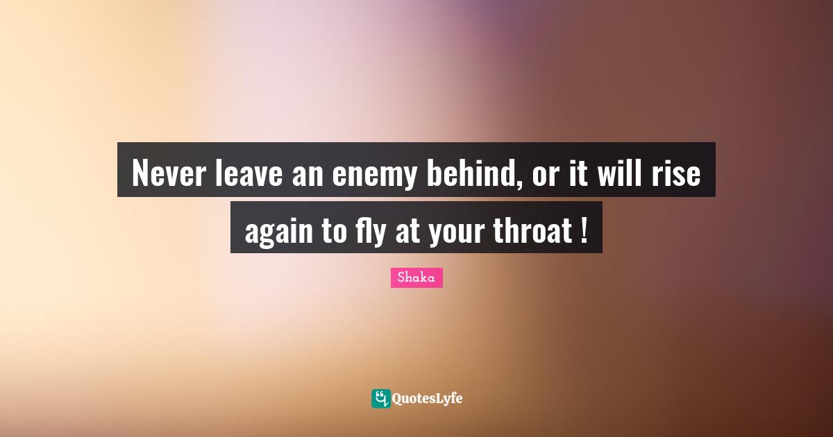 Throat Quotes: "Never leave an enemy behind, or it will rise again to fly at your throat !"