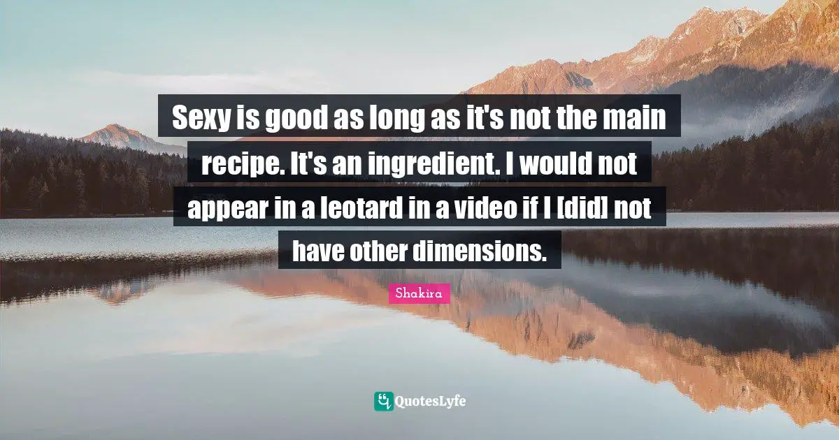 Sexy is good as long as it's not the main recipe. It's an ingredient. I would not appear in a leotard in a video if I [did] not have other dimensions.
