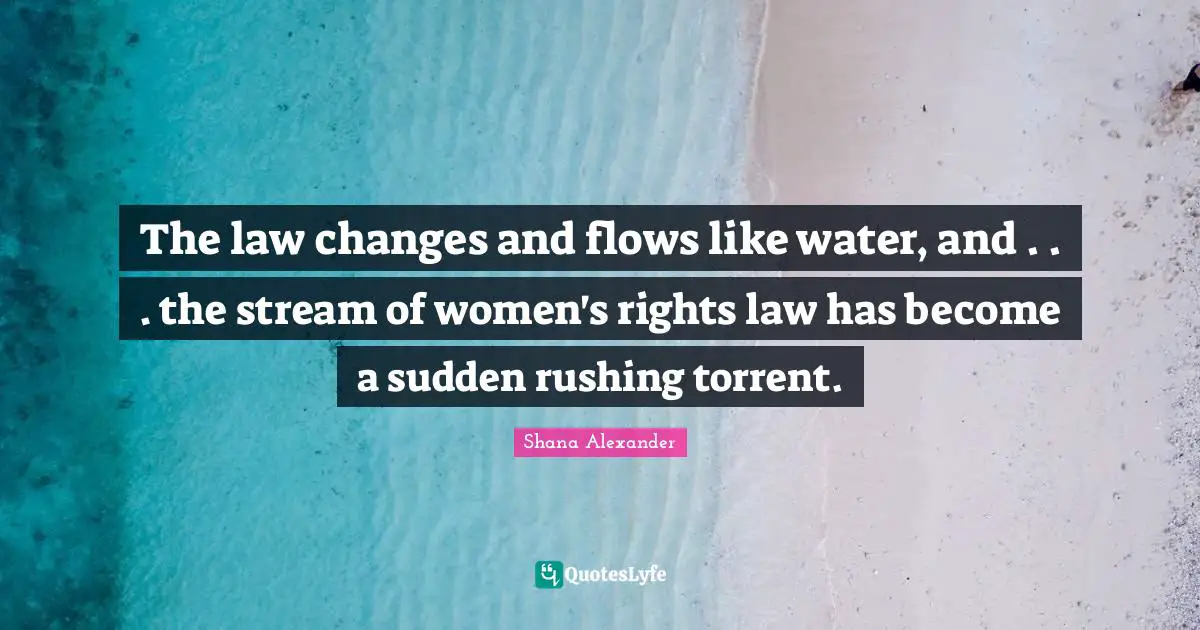 The law changes and flows like water, and . . . the stream of women's rights law has become a sudden rushing torrent.