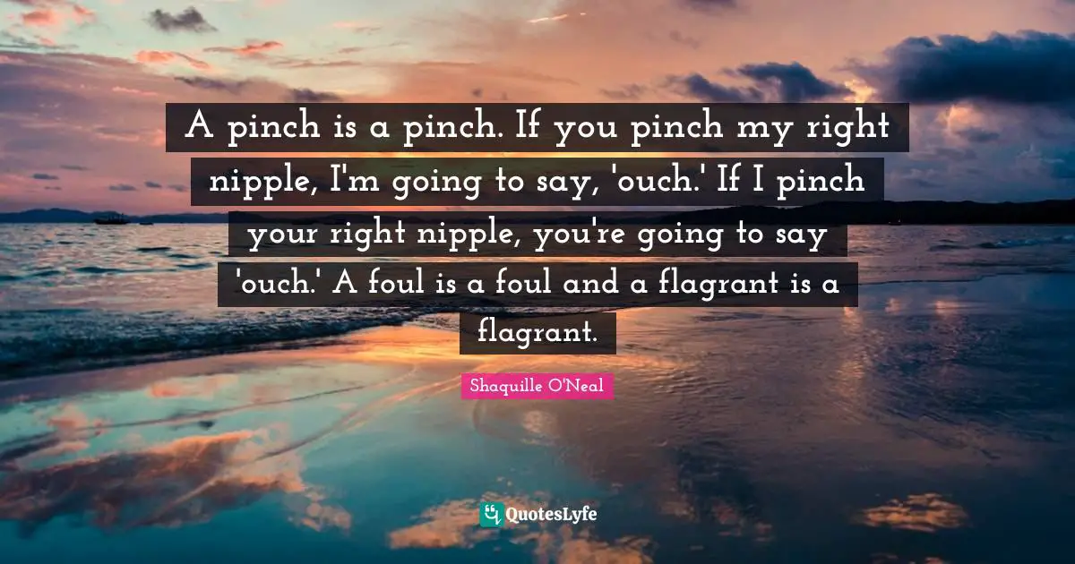 A pinch is a pinch. If you pinch my right nipple, I'm going to say, 'ouch.' If I pinch your right nipple, you're going to say 'ouch.' A foul is a foul and a flagrant is a flagrant.