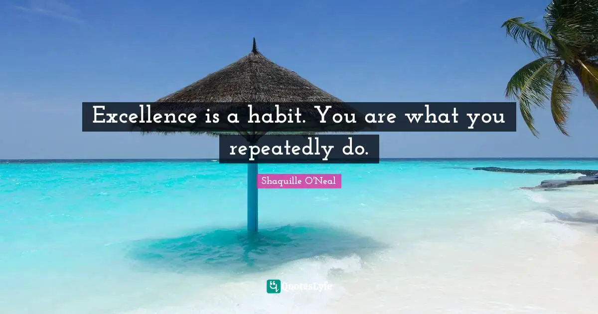 Excellence is a habit. You are what you repeatedly do.