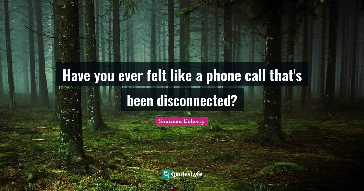 Disconnected Quotes: "Have you ever felt like a phone call that's been disconnected?"