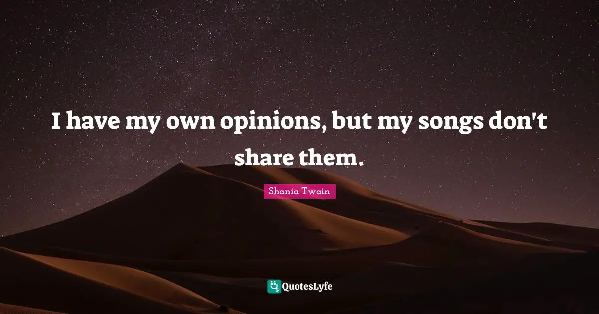 I have my own opinions, but my songs don't share them.