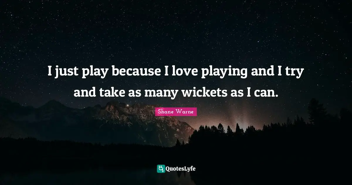 I just play because I love playing and I try and take as many wickets as I can.