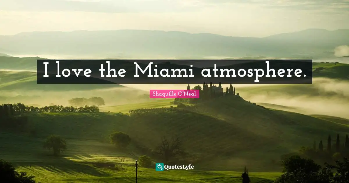 I love the Miami atmosphere.