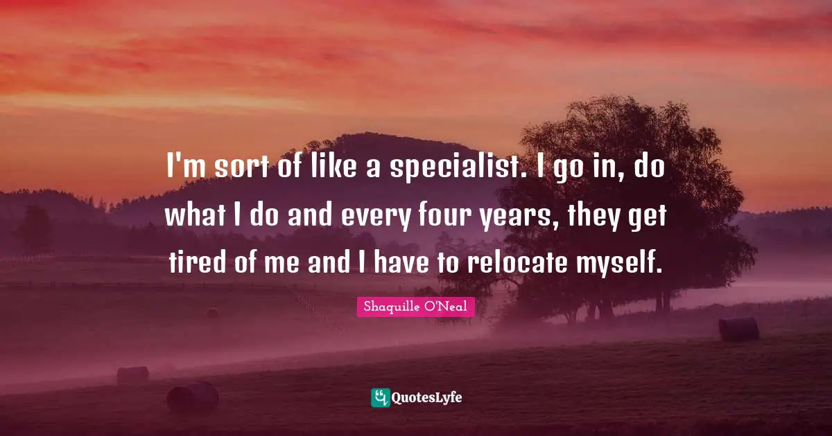 I'm sort of like a specialist. I go in, do what I do and every four years, they get tired of me and I have to relocate myself.