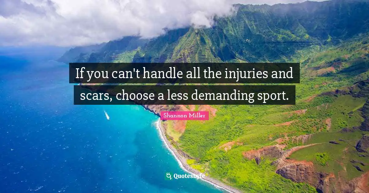 Shannon Miller Quotes: "If you can't handle all the injuries and scars, choose a less demanding sport."