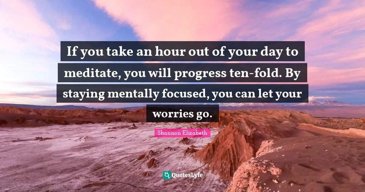 If you take an hour out of your day to meditate, you will progress ten-fold. By staying mentally focused, you can let your worries go.